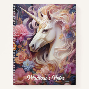 Carnet Nom personnalisé belle licorne