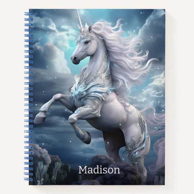 Carnet Nom personnalisé belle licorne (Devant)