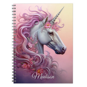 Carnet Nom personnalisé belle licorne