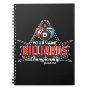 Carnet NOM Personnalisé Billard 8 Ball Pool Cue Rack