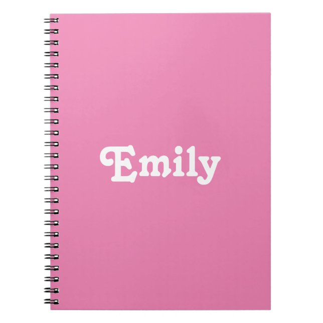 Carnet Nom personnalisé blanc rose mignon texte monogramm (Devant)