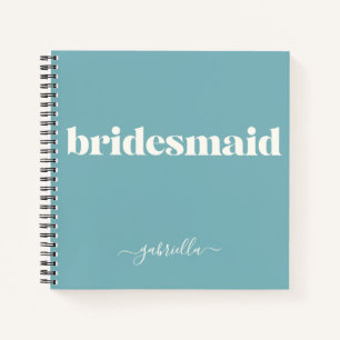 Carnet Nom personnalisé Bridesmaid Élégant bleu Turquoise