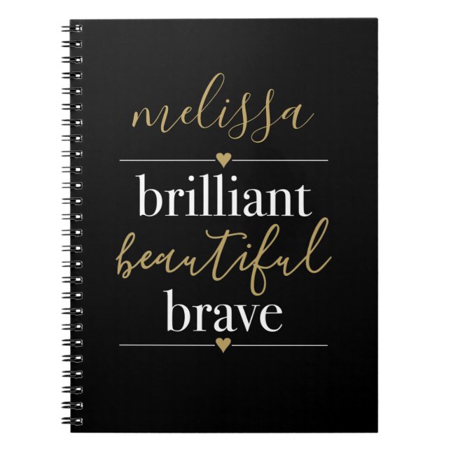Carnet Nom personnalisé Brillant Belle Brave (Devant)