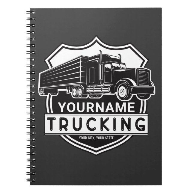 Carnet NOM personnalisé Camions Big Rig Semi Trucker (Devant)