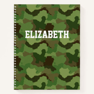 Carnet Nom personnalisé Camouflage vert/ordinateur porta