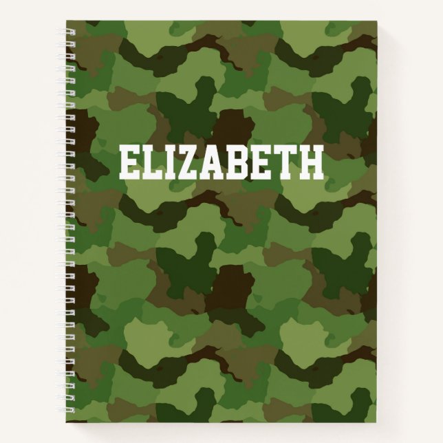 Carnet Nom personnalisé Camouflage vert/ordinateur portab (Devant)