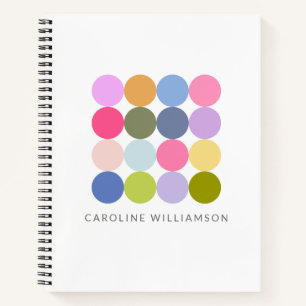 Carnet Nom personnalisé Cercles géométriques colorés