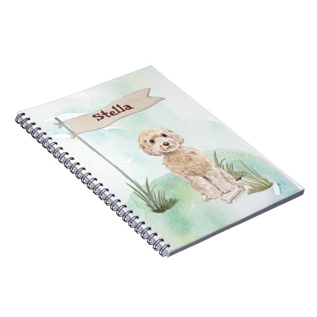 Carnet Nom personnalisé Champagne Cockapoo Chien de compa (Côté Droit)