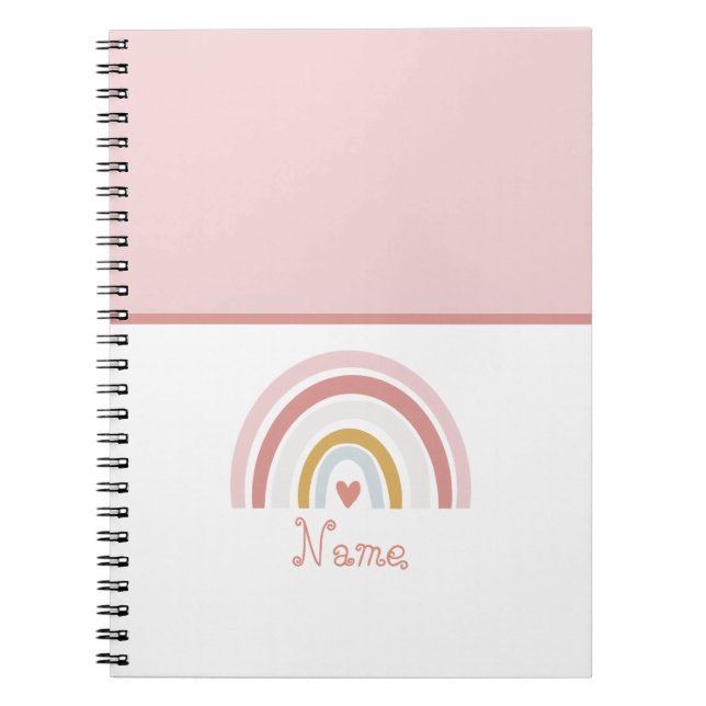 Carnet Nom personnalisé Chic Rose Arc-en-ciel (Devant)