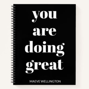 Carnet Nom personnalisé Citation Inspirationnelle Noir Bl