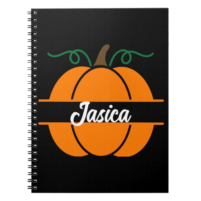 Carnet Nom personnalisé Citrouille Halloween Monogram Cad (Devant)