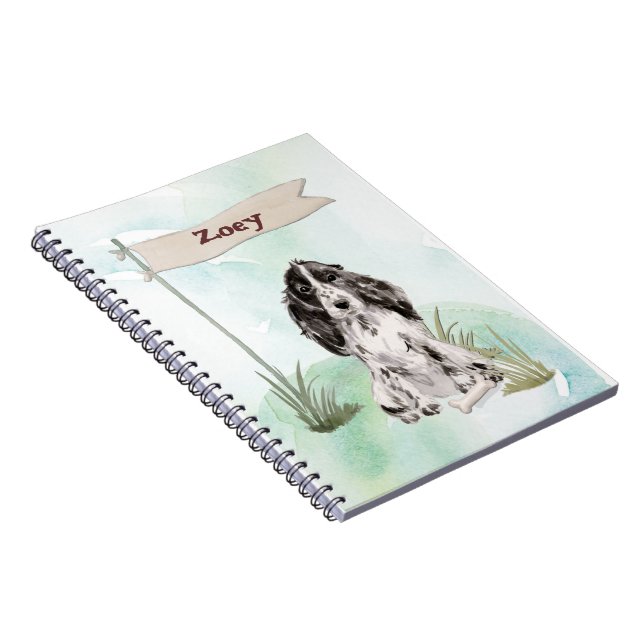 Carnet Nom personnalisé Cocker Spaniel Pet Chien (Côté Droit)