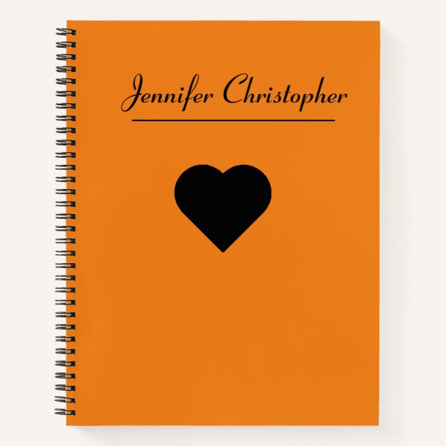 Carnet Nom personnalisé Cute moderne Script Orange love (Devant)