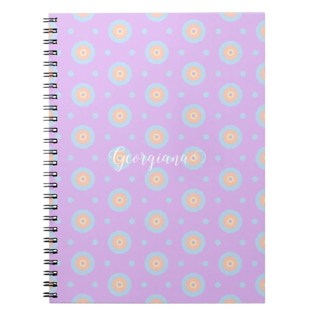 Carnet Nom personnalisé Cute Pastel Rainbow Bullseyes Mot (Devant)