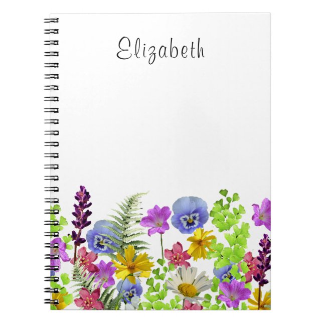 Carnet Nom personnalisé de joli Fleur sauvage (Devant)