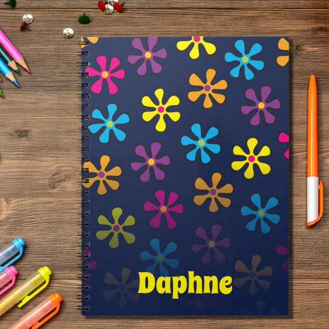 Carnet Nom personnalisé de la fleur Hippie super (Créateur téléchargé)