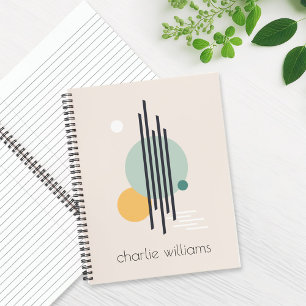Carnet Nom personnalisé de l'art géométrique abstrait rét