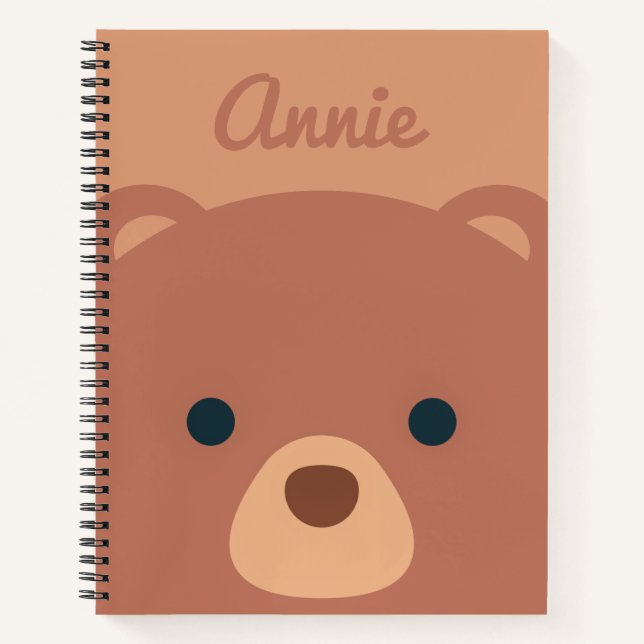 Carnet Nom personnalisé de l'ours mignon Brown | Ordinate (Devant)