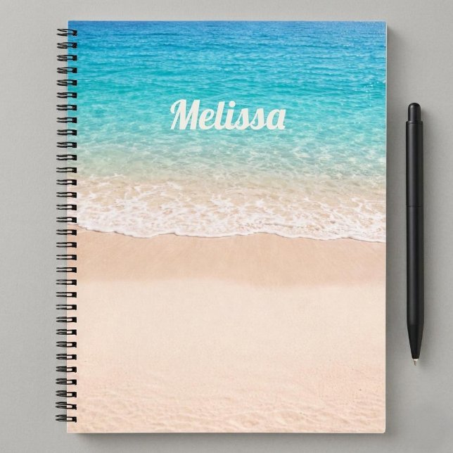 Carnet Nom personnalisé de rivage de plage (Créateur téléchargé)