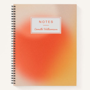 Carnet Nom personnalisé dégradé rétro orange abstrait