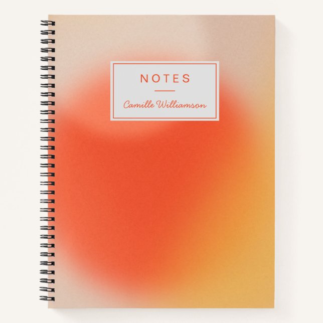 Carnet Nom personnalisé dégradé rétro orange abstrait  (Devant)