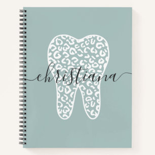 Carnet Nom personnalisé Dental Empreinte de léopard Tooth