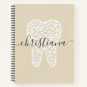 Carnet Nom personnalisé Dental Empreinte de léopard Tooth