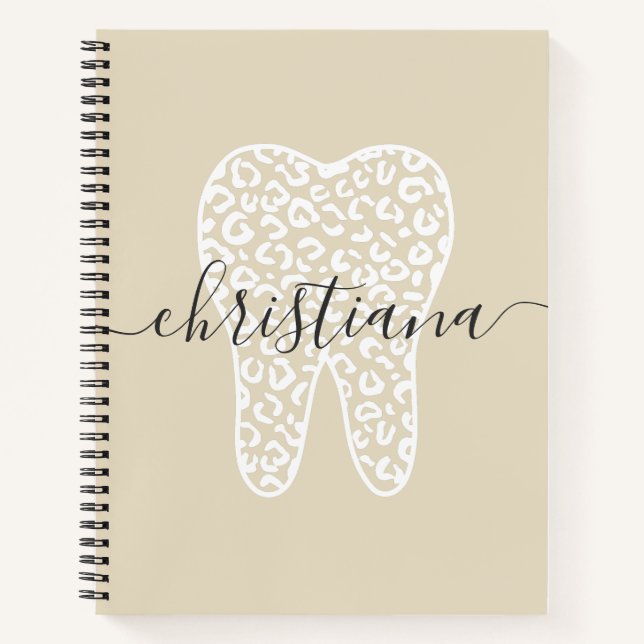 Carnet Nom personnalisé Dental Empreinte de léopard Tooth (Devant)