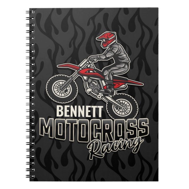 Carnet Nom personnalisé Dirt Vélo Rider Motocross Racing (Devant)