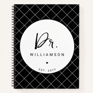 Carnet Nom personnalisé Dr Minimaliste Docteur Graduation