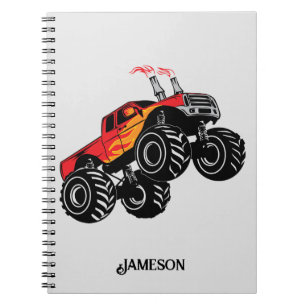 Carnet Nom personnalisé du camion de monstre noir mignon