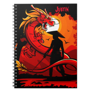 Carnet Nom personnalisé du gardien de dragon rouge chinoi