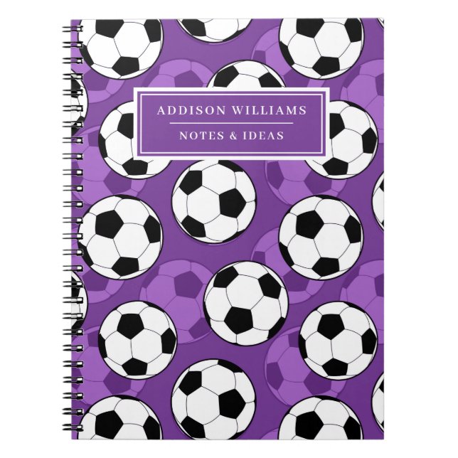 Carnet Nom personnalisé du Motif de balle de football vio (Devant)
