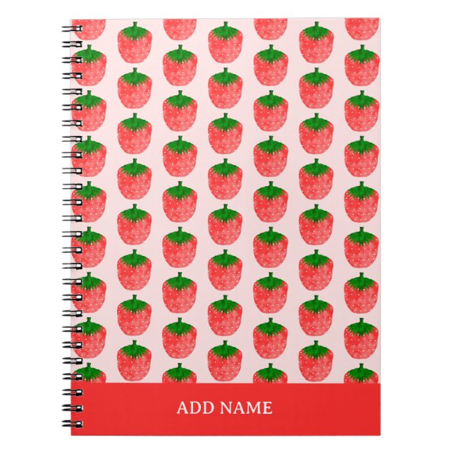 Carnet Nom personnalisé du Motif de fraises (Devant)