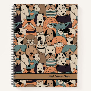 Carnet Nom personnalisé du Motif de race de chien vintage