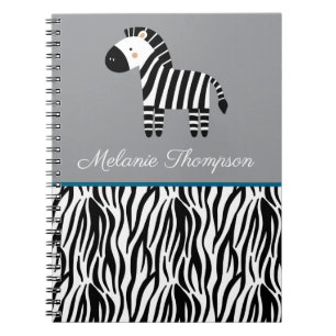 Carnet Nom personnalisé du Motif d'impression Zebra