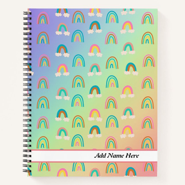 Carnet Nom personnalisé du Motif Rainbow Cute (Devant)