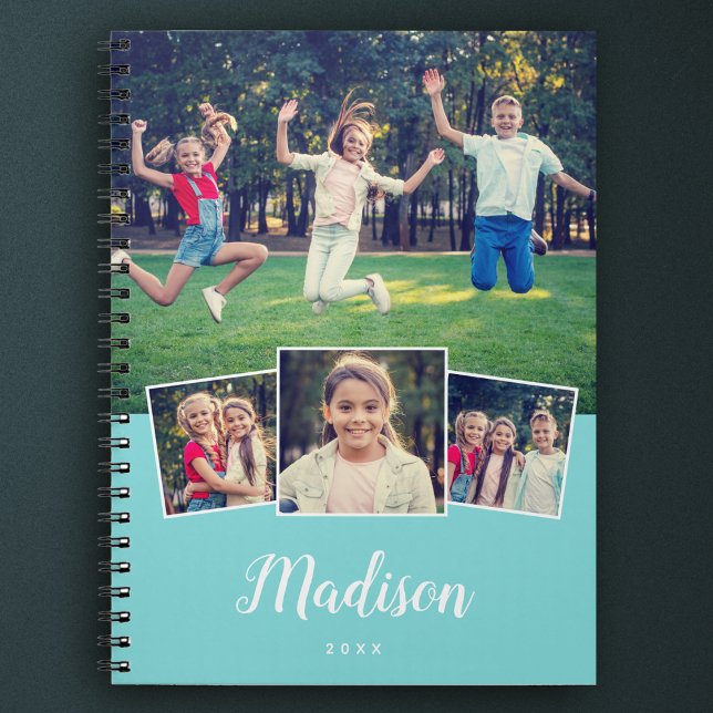 Carnet Nom personnalisé écriture moderne Cool 4 Collage p (Créateur téléchargé)