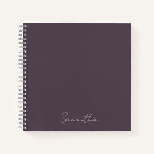 Carnet Nom personnalisé élégant Taupe Violet