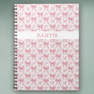 Carnet Nom personnalisé Elegant Vintage Floral Blush Bows