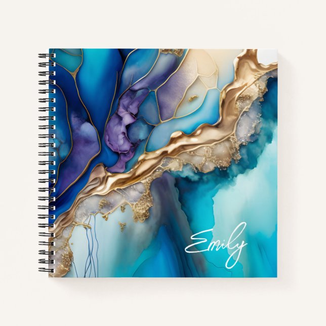 Carnet Nom personnalisé en écriture cursive sur fond de m (Devant)