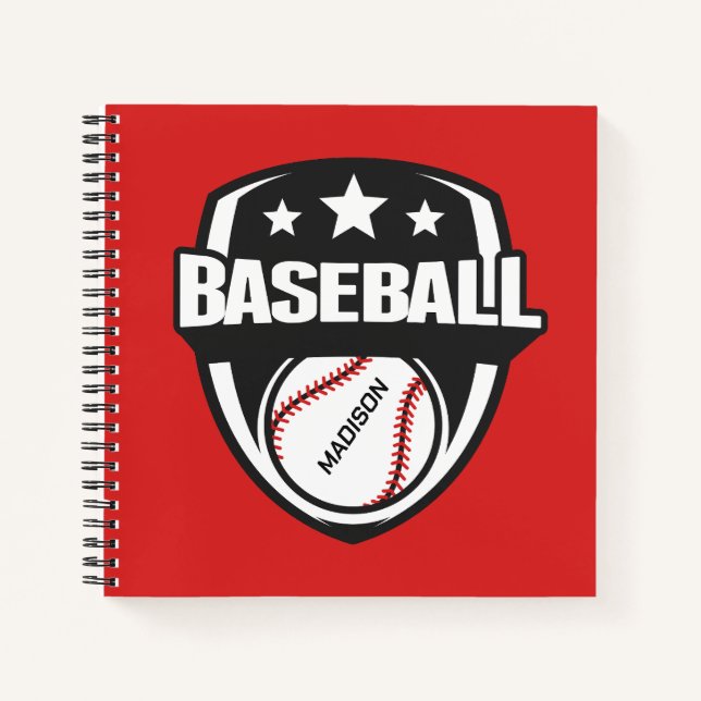Carnet Nom personnalisé et base-ball couleur (Devant)