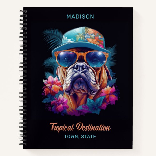 Carnet Nom personnalisé et destination vacances tropicale (Devant)