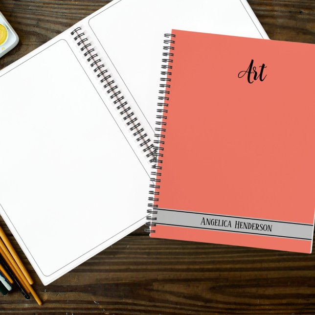 Carnet Nom personnalisé et objet Code couleur art orange (Custom name and subject Art color code orange Notebook)