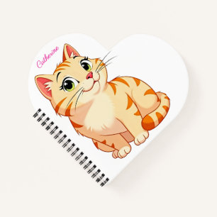 Carnet Nom personnalisé et vœu pour août avec un chat coo