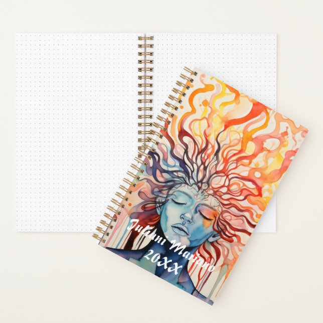 Carnet Nom personnalisé Feu et Liquide (À l'intérieur)