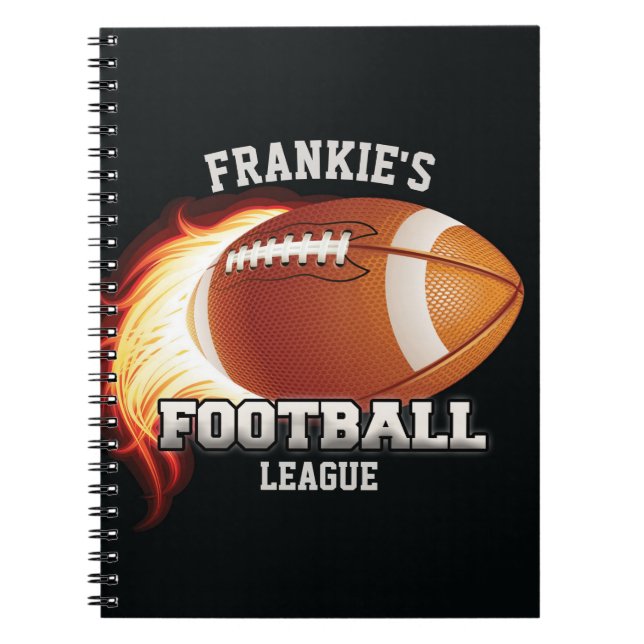 Carnet NOM Personnalisé Flames de football américain Spor (Devant)