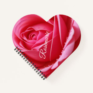 Carnet Nom personnalisé Fleur de rose élégante