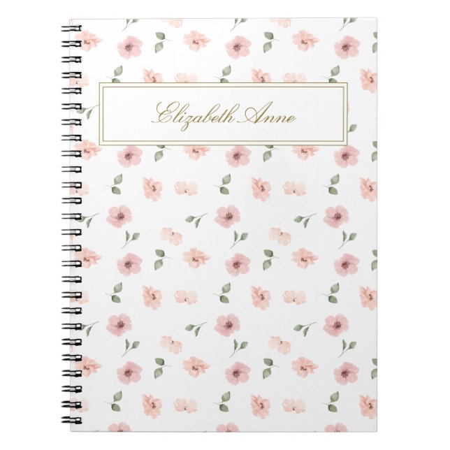 Carnet Nom personnalisé floral (Devant)