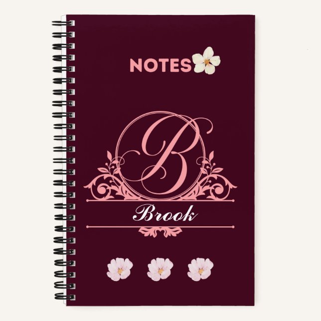 Carnet Nom personnalisé Floral Design en Bourgogne (Recto)
